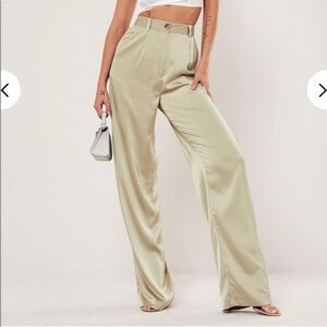 Missguided green satin pants